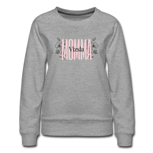 Vizsla Momma Floral Women’s Premium Sweatshirt - heather gray